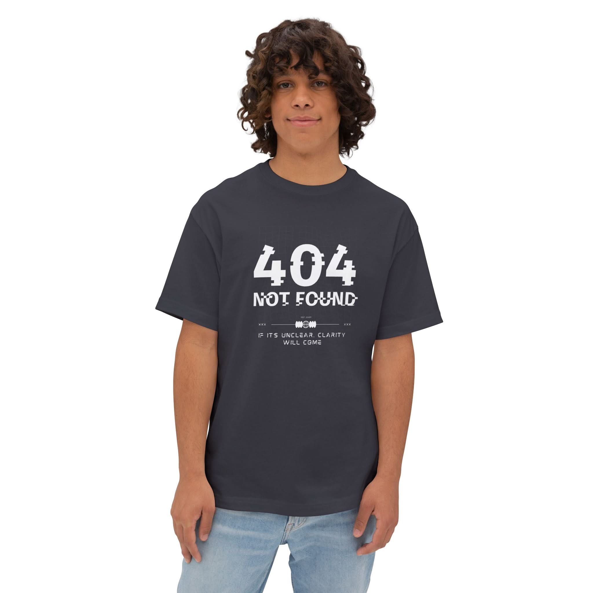 404 Not Found Tee - Unisex Oversized Boxy Tee, Trendy Black Tee