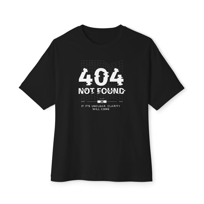 404 Not Found Tee - Unisex Oversized Boxy Tee, Trendy Black Tee