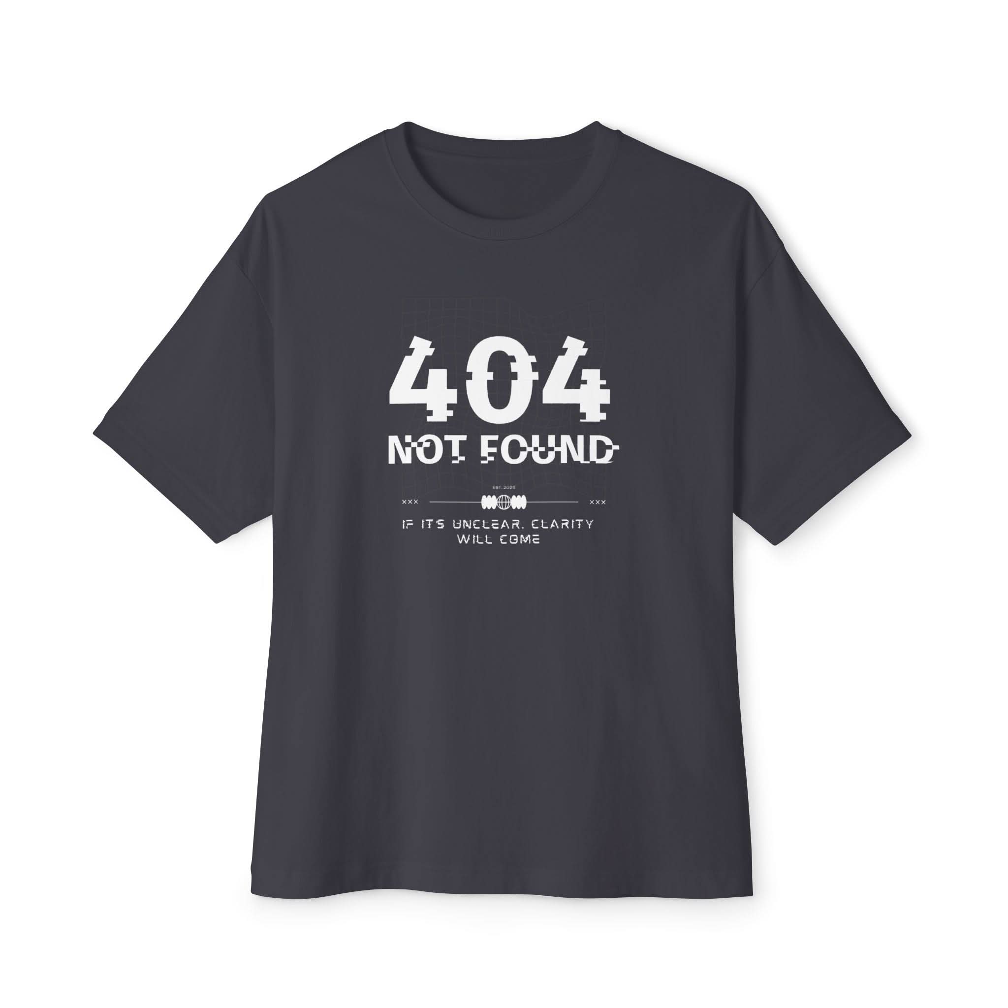 404 Not Found Tee - Unisex Oversized Boxy Tee, Trendy Black Tee