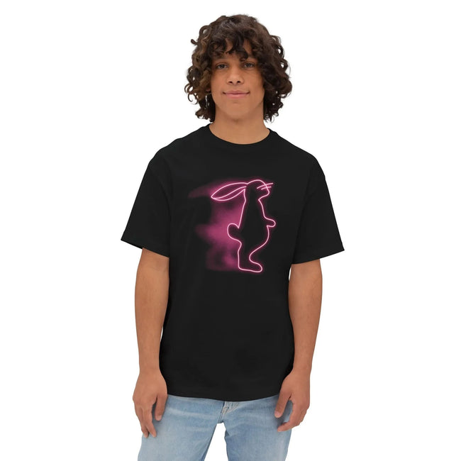 Neon Bunny Boxy Tee, Oversized T-Shirt, Casual Graphic Tee, Unisex Fashion