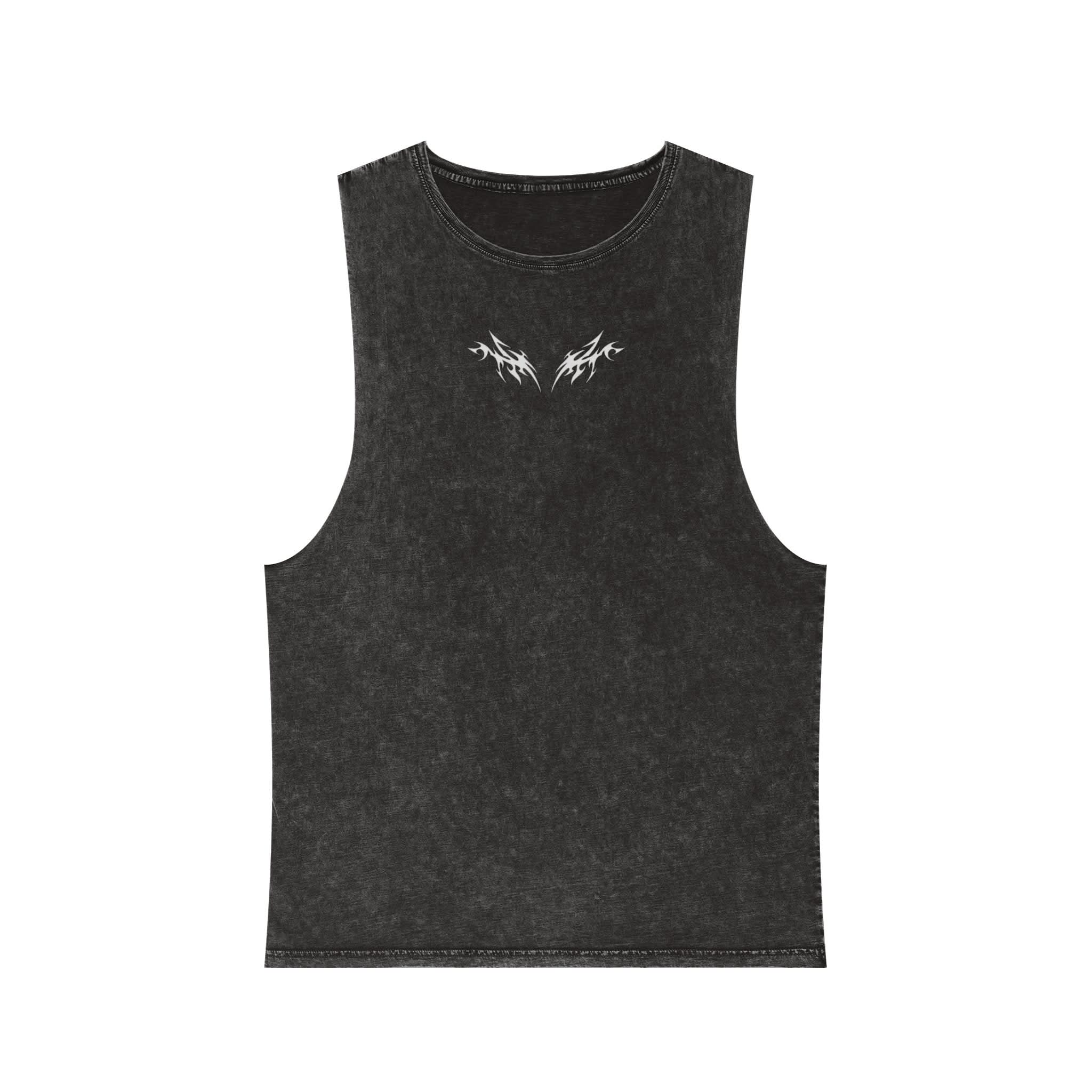 Trendy Unisex Stonewash Tank Top, Casual Summer Apparel