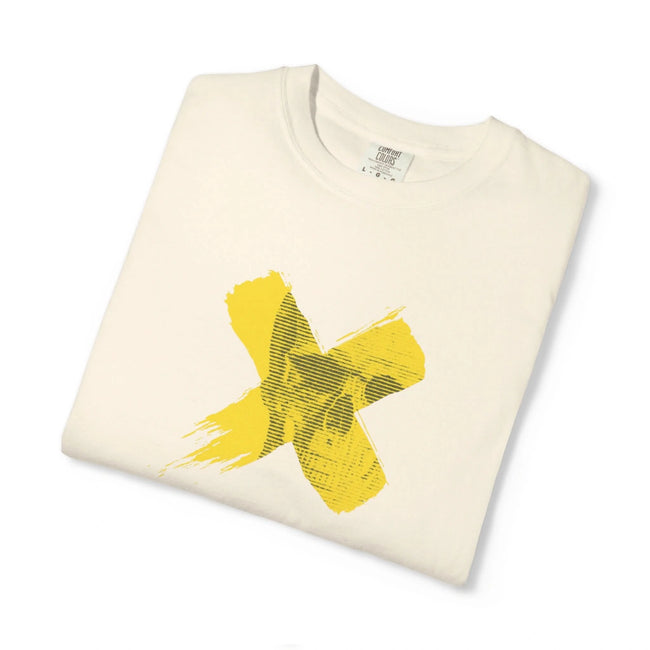 Vibrant Unisex Garment-Dyed T-Shirt with Bold Yellow Design, Trendy Fashion