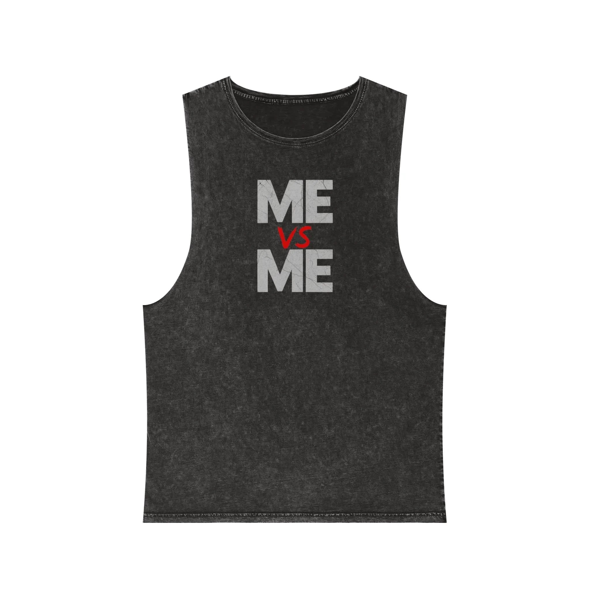 Me vs Me Unisex Stonewash Tank Top - Motivational Workout Gear, Casual Summer Apparel, Gift for Fitness Lovers, Trendy Tank, Athleisure Wear