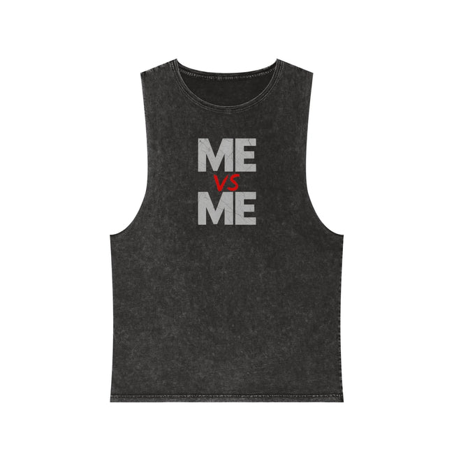 Me vs Me Unisex Stonewash Tank Top - Motivational Workout Gear, Casual Summer Apparel, Gift for Fitness Lovers, Trendy Tank, Athleisure Wear