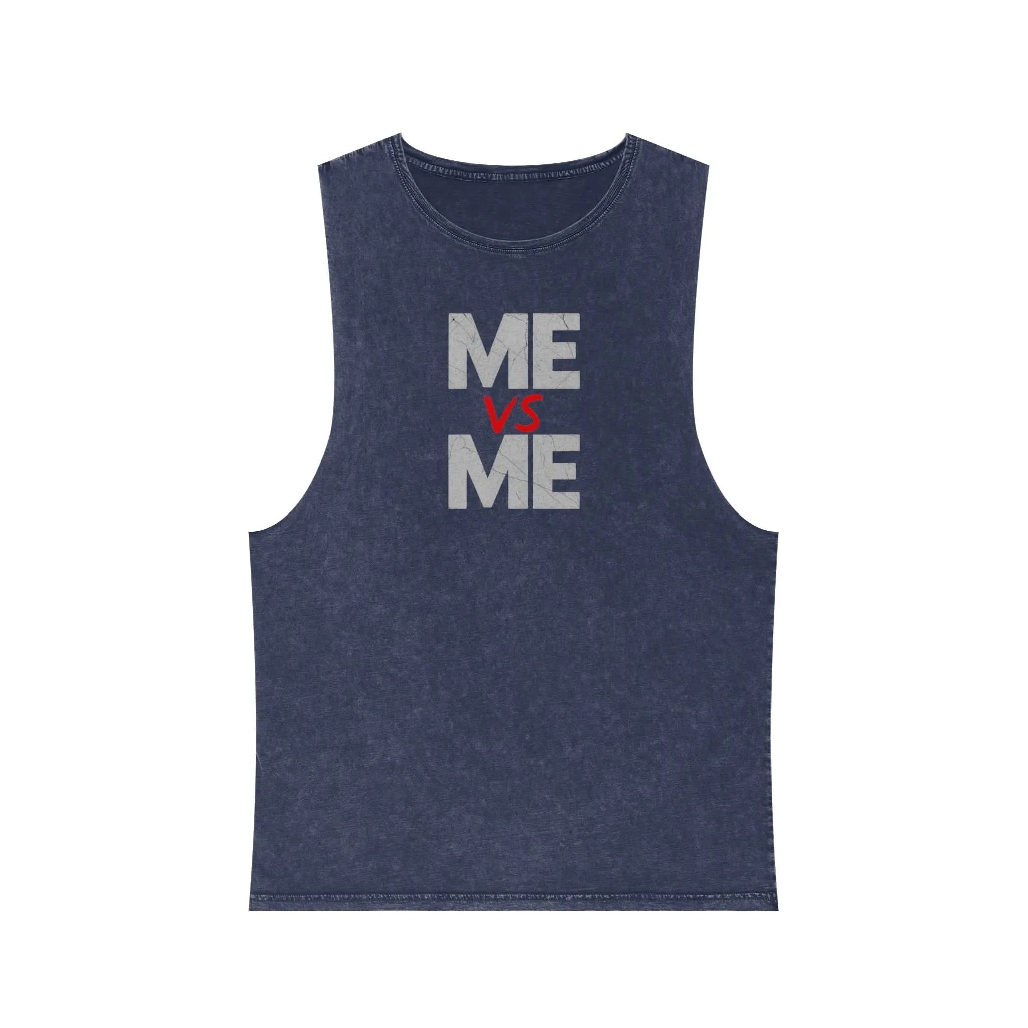Me vs Me Unisex Stonewash Tank Top - Motivational Workout Gear, Casual Summer Apparel, Gift for Fitness Lovers, Trendy Tank, Athleisure Wear