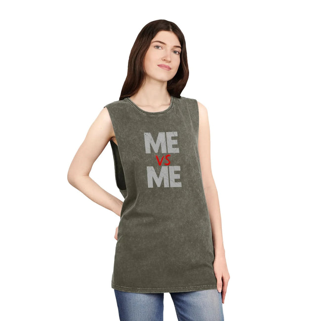 Me vs Me Unisex Stonewash Tank Top - Motivational Workout Gear, Casual Summer Apparel, Gift for Fitness Lovers, Trendy Tank, Athleisure Wear