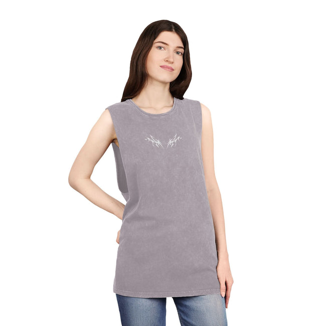 Trendy Unisex Stonewash Tank Top, Casual Summer Apparel